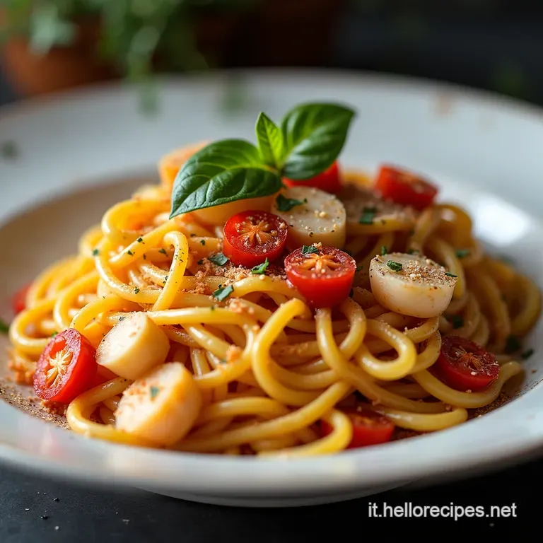Spaghetti al Profumo di Mare La Pasta Cremosa con Peperoni Dolci e Cozze Fresche