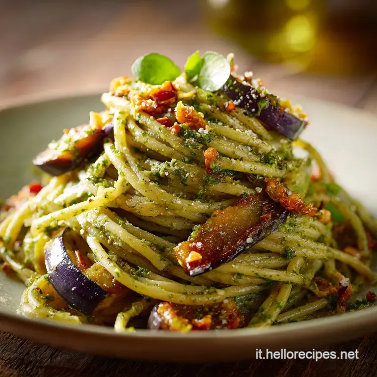 Pasta Al Pesto Di Melanzane Rustico Labbraccio Cremoso Dellestate Con Noci E Pecorino presentation