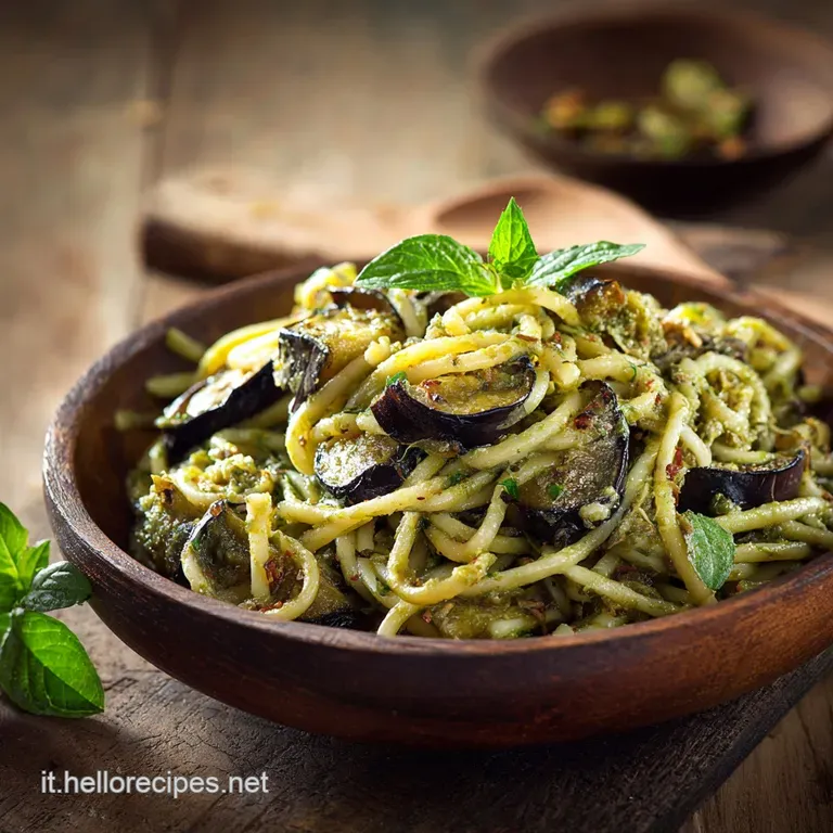Pasta al pesto di melanzane rustico Labbraccio cremoso dellestate con noci e Pecorino