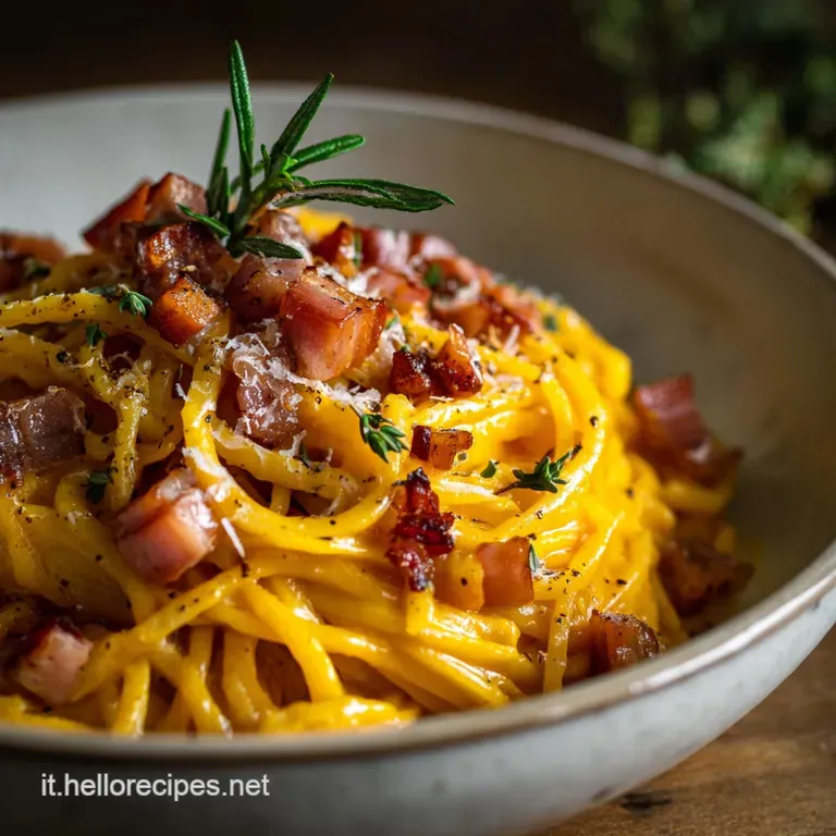 Ricetta di Pasta con Zucca e Pancetta Cremosa