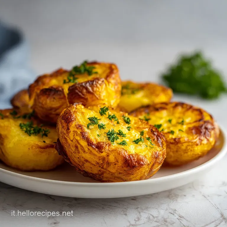 Perfectly browned potato wedges, served on a white plate, garnished with rosemary sprigs and a dusting of sea salt. Warm a...