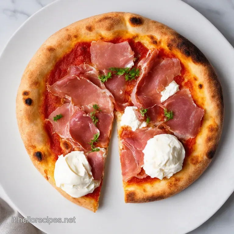 Pizza Bianca da Favola con Prosciutto Crudo Burrata Cremosa e Olio Aromatizzato