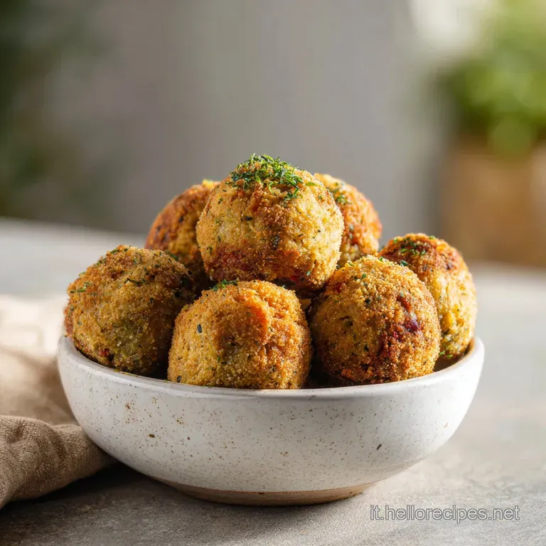 Three neatly stacked tuna patties, resting on a vibrant green arugula salad, drizzled with golden olive oil.