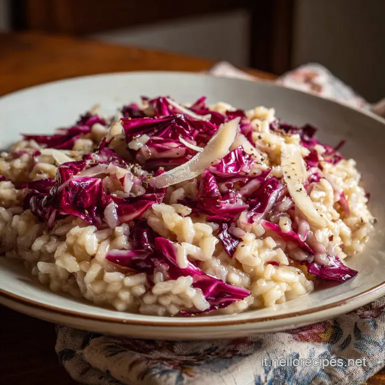 Elegant plate of pearly risotto, adorned with colorful greens and a sprinkle of cheese, hinting at warmth.