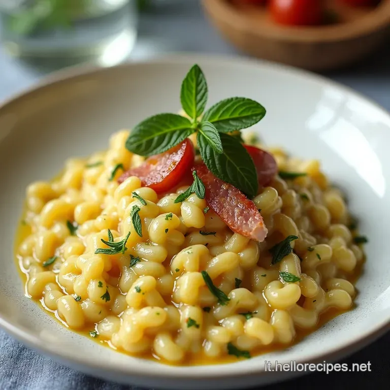 Risotto Cremoso Zucchine Speck Croccante e Profumo di Menta Fresca
