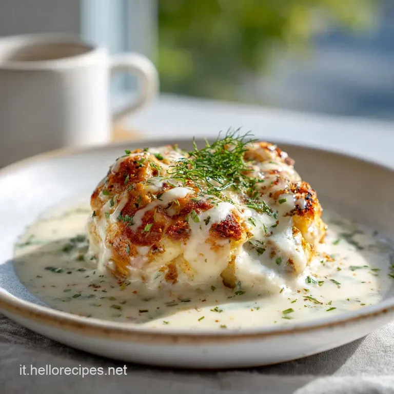 Elegant swirl of pale yellow sauce, dotted with vibrant red tomatoes, herbs and cracked black pepper on a modern white plate.