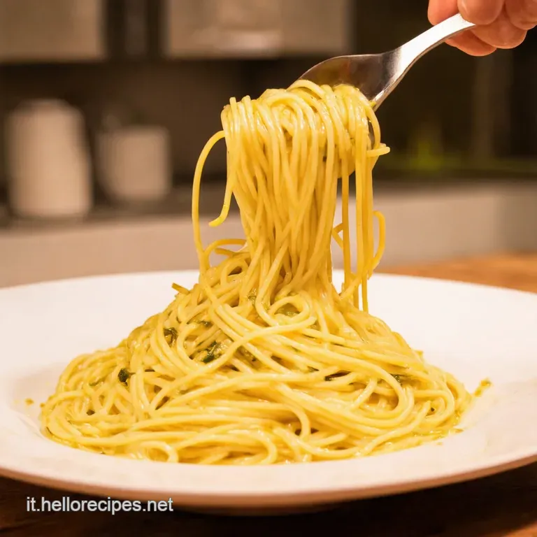 Spaghetti Aglio E Olio Veloce Con Limone presentation