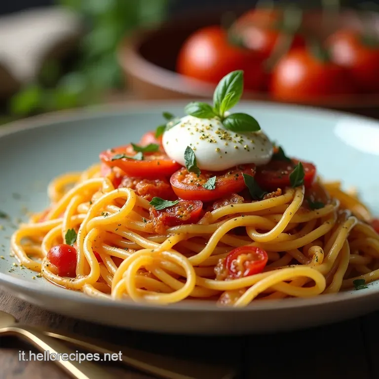 Spaghetti con Pomodorini Freschi e Burrata Cremosa