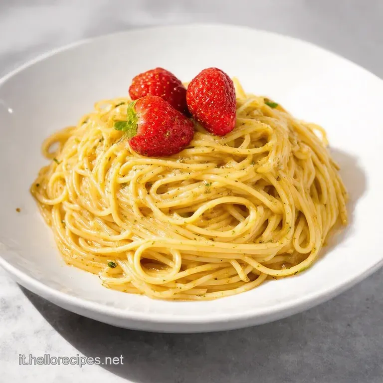 Spaghetti Primaverili Fragole Aglio Orsino e Pepe Rosa