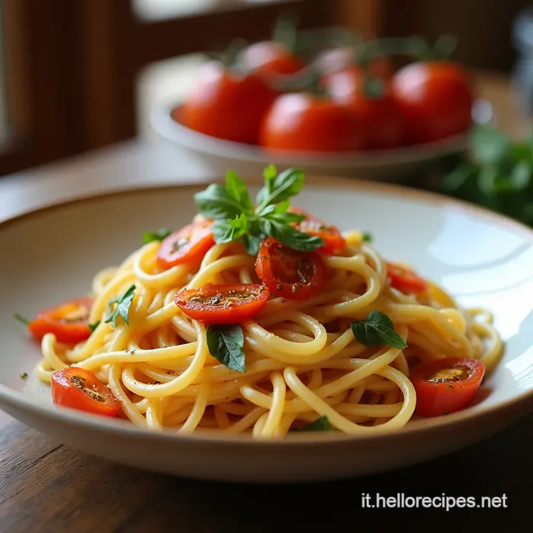Spaghetti Al Profumo Di Mare Tonno Fresco Limone E Pomodorini Confit Veloci presentation