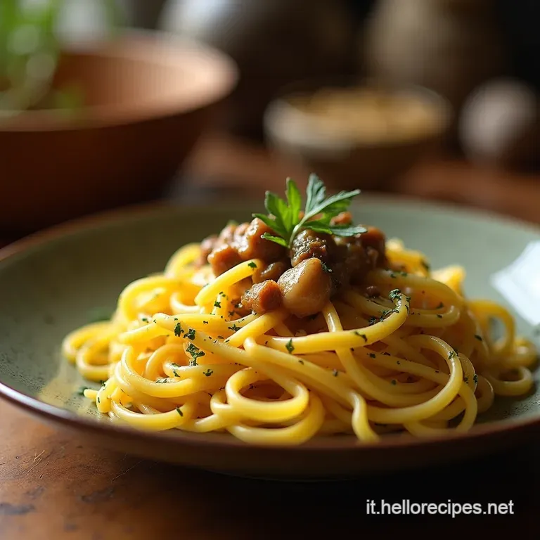 Tagliatelle Alluovo Fatte in Casa Con Porcini Trifolati Il Profumo Del Bosco Nel Piatto presentation