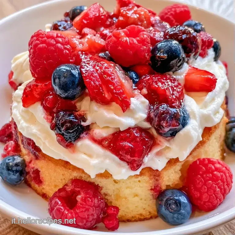 Fetta di torta su piatto bianco con frutta fresca brillante, glassa trasparente e lucida, contrasto di colori vividi.