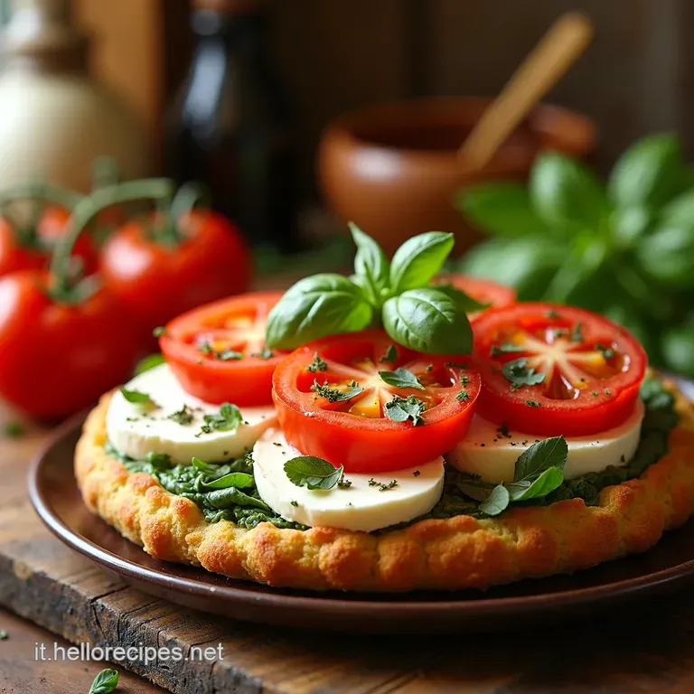 Torta Salata Estiva Con Pomodorini Basilico E Mozzarella presentation