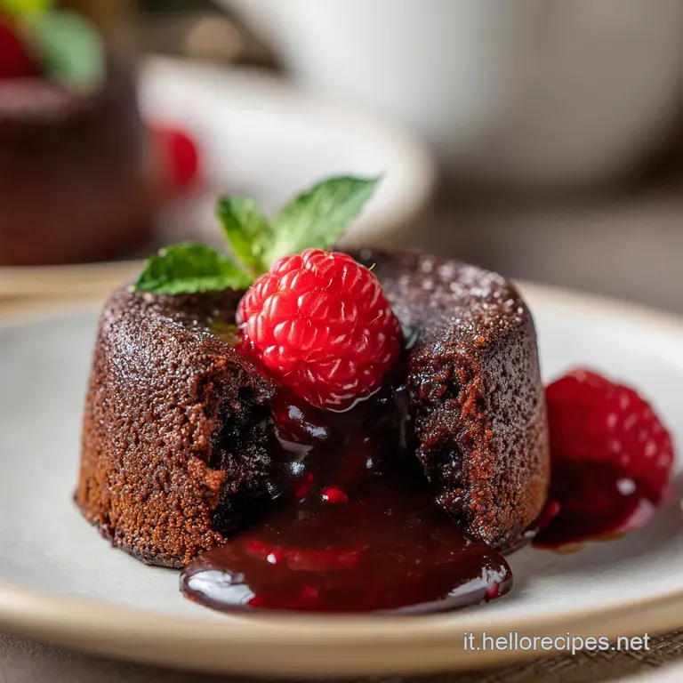 Tortino al Cioccolato Fondente con Cuore di Lampone