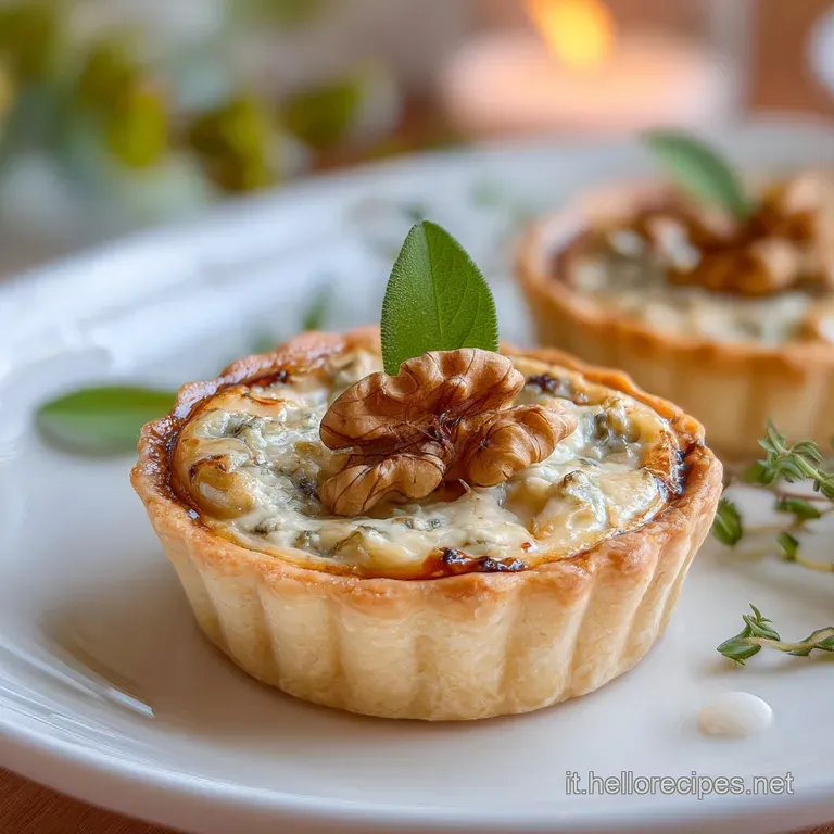 A rustic tortino, slightly cracked and steaming, sits on a white plate with a drizzle of balsamic glaze.