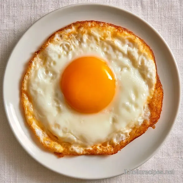 Uova fritte cremose guarnite con prezzemolo fresco e un filo d'olio lucido, servite accanto a fette di pane tostato.